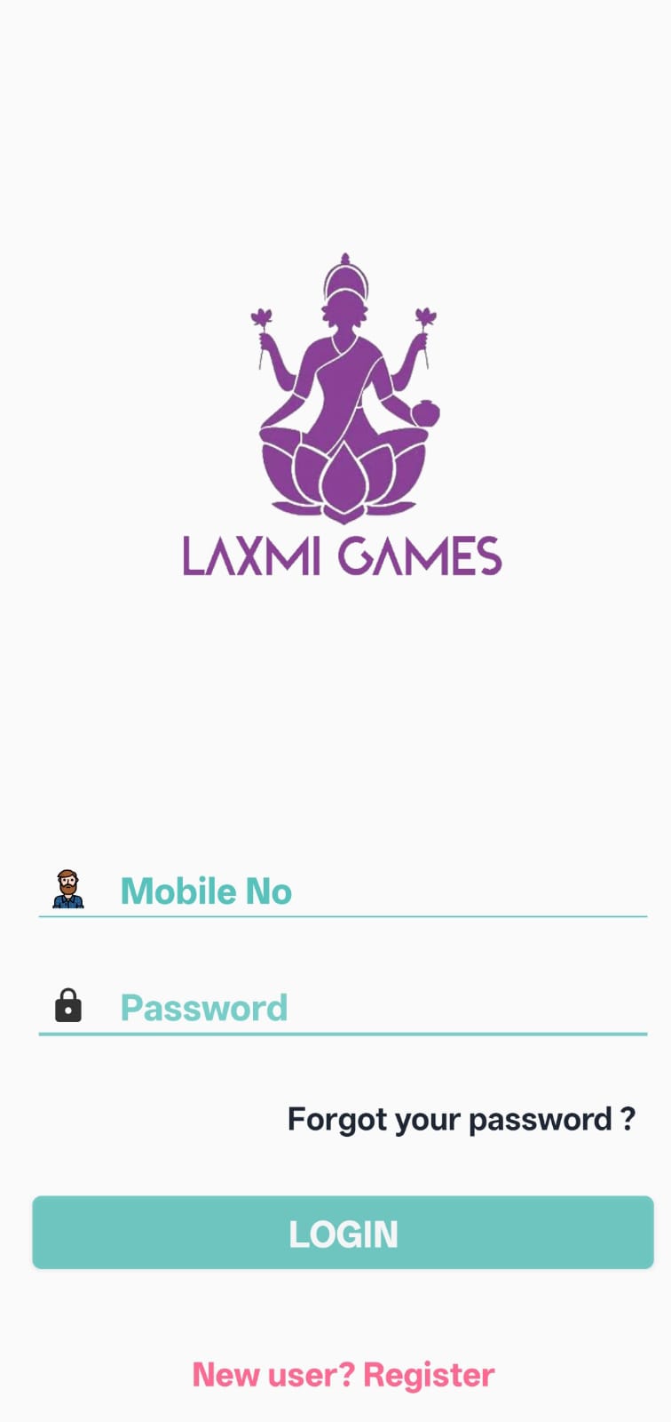Laxmi Games Login Screen